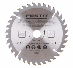 P�lov� kot�� do dreva TCT 160x2,8x20mm 36 zubov