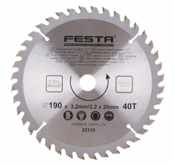 P�lov� kot�� do dreva TCT 190x3,2x20/16mm 40 zubov