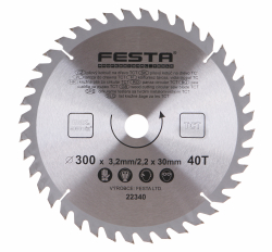 P�lov� kot�� do dreva TCT 300x3,2x30mm 40 zubov